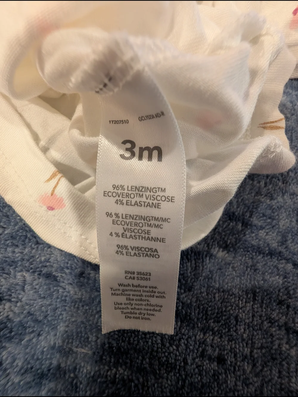 Carter's 3M Girls's White Pajama Set with Pink Floral Print